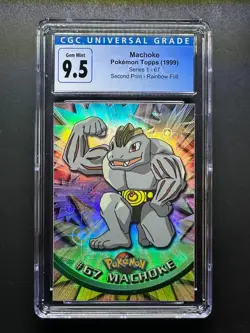 topps Pokemon TV Animation Edition Series 1 Rainbow Foil #67 Machoke CGC 10 - Image 1
