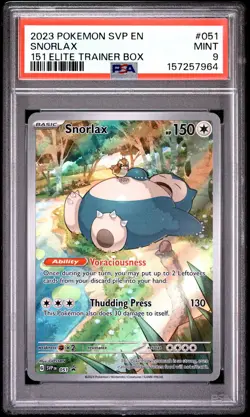 2023 POKEMON SVP EN-SV BLACK STAR PROMO 151 ELITE TRAINER BOX #051 SNORLAX PSA 9 - Image 1