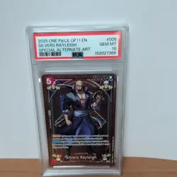 2025 ONE PIECE OP11 #005 FIST OF DIVINE SPEED SILVERS RAYLEIGH SP ALT ART PSA 10 - Image 1