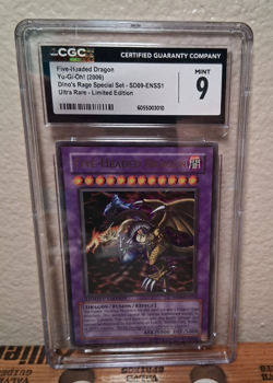 Yugioh Card Five-Headed Dragon CGC 9 Dino's Rage SD09-ENSS1 2006 Ultra Rare LE - Image 1