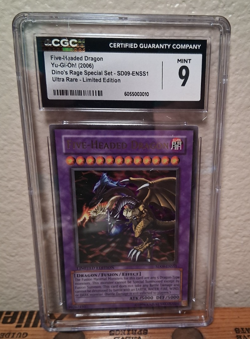 Yugioh Card Five-Headed Dragon CGC 9 Dino's Rage SD09-ENSS1 2006 Ultra Rare LE - Image 2