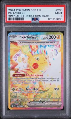 Pokemon TCG Surging Sparks Pikachu EX Card 2024 SIR, 238/191, PSA 9 Mint - Image 1