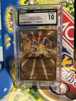 CGC 10 Gem Mint Charizard 4/102 Celebrations UPC Gold Metal Pokemon Card - Image 1