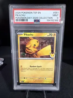 2026 Pokemon TEF EN Pikachu Pokemon Day 2026 Coll #051 PSA 9 MINT - Image 1