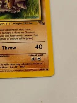 1st Edition Graveler Pokemon Card 1999 Fossil Set WOTC 37/62 - Image 5