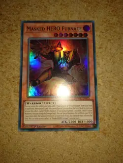 MASKED HERO FURNACE MZMU-EN015 SUPER RARE 1st EDITION YUGIOH *NEW & MINT* - Image 1