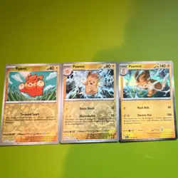 Nintendo Pokemon TCG Paldea Evolved Reverse Holo Pawmi Pawmo Pawmot evolution - Image 1