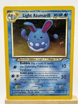 Pokemon TCG Light Azumarill Holo Rare Unlimited Card 13/105 Neo Destiny - Image 1