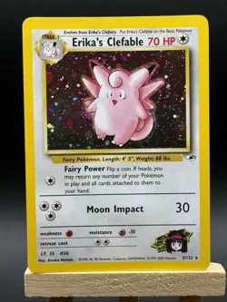 Pokemon TCG Erika's Clefable Gym Heroes Holo Rare Card 3/132 - Image 1