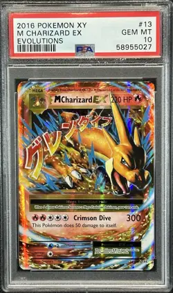 PSA 10 GEM MINT M Charizard 13/108 Evolutions Ultra Rare Holo Pokemon Card - Image 1