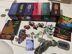 Tcg Pokemon Card Empty ETBs X6 Player's Guides Dice Figures, Pins, Coins Lot - Image 1