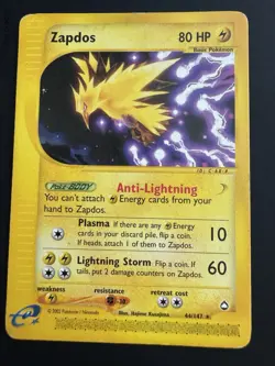 Zapdos - 44/147 - Pokemon Aquapolis Non-Holo Card Damaged, Creases & Whitening - Image 1