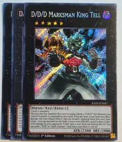 Yugioh x3 D/D/D Marksman King Tell RA05-EN047 Secret Rare 1st Edition - Image 1