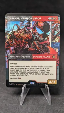 Carnage, Crimson Chaos (Borderless) FOIL - MTG Magic Spiderman - Crimped - Image 1