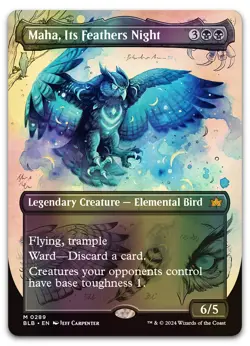 Maha, Its Feathers Night (Borderless) #289 (Foil) (NM) Bloomburrow BLB Magic MTG - Image 1