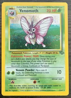Venomoth 13/64 Pokemon TCG WOTC Base Set Jungle Holo MINT - Image 1