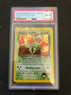 2000 POKEMON GYM HEROES HOLO #13 ROCKET'S SCYTHER PSA 8 - Image 1