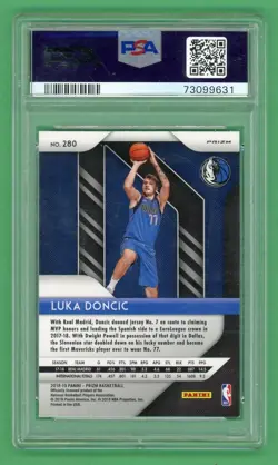 Luka Doncic 2018-19 Panini Prizm Silver Prizm Rookie Card #280 PSA 9 - Image 2