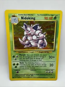 Nidoking Base Set Unlimited 11/102 Rare Holo Pokemon Card WOTC 1999 LP Vintage - Image 1