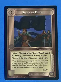 Middle Earth CCG 1995 - STONE OF ERECH - BLACK BORDER -NON PLAYED - Image 1