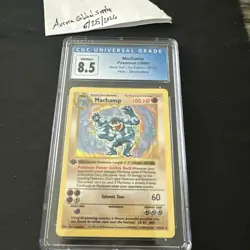 1999 WOTC POKEMON BASE SET 1ST EDITION SHADOWLESS MACHAMP 8/102 HOLO CGC 8.5 - Image 1