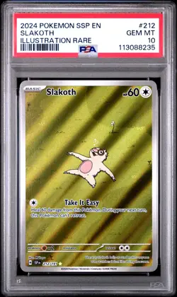 PSA 10 SLAKOTH 212/191 ILLUSTRATION RARE SSP EN SURGING SPARKS POKEMON - Image 1