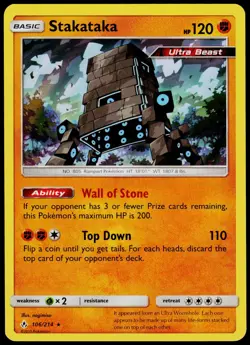 Stakataka 106 Unbroken Bonds - Holo Pokemon NM/M (Rare) - Image 1