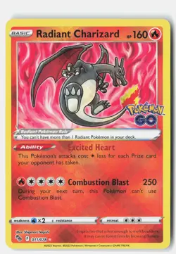 Radiant Charizard Radiant Rare Holo Pokemon GO 011/078 NM - Image 1