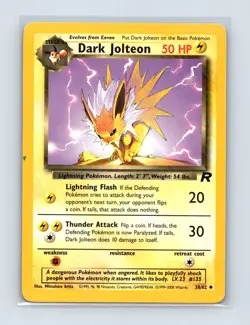 Dark Jolteon 38/82 Uncommon Team Rocket Pokemon Unlimited Lightly Played - Image 1