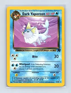 Dark Vaporeon 45/82 Uncommon Team Rocket Pokemon Unlimited Lightly Played - Image 1