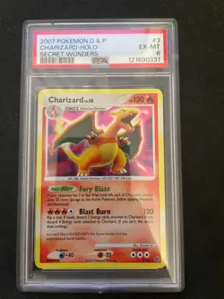 2007 Pokemon Charizard Secret Wonders Holo Diamond & Pearl #3 PSA 6 EX-MT - Image 1