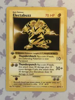 Pokemon TCG 1st Edition Shadowless Electabuzz 20/102 EX - Image 1
