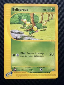 NM Pokemon, Bellsprout 45/147, Aquapolis, Pokemon TCG - Image 1