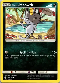 Alolan Meowth 118/214 Common Lost Thunder Pokemon Near Mint - Image 1