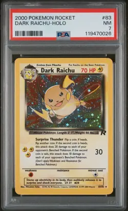 2000 Pokemon Dark Raichu Holo #83 Team Rocket PSA 7 NM Secret Rare WOTC - Image 1