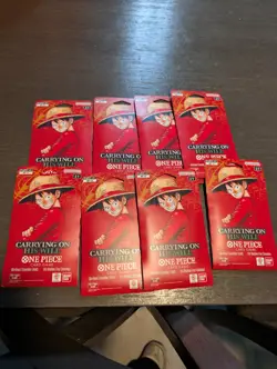 One Piece OP-13 Carrying On His Will Sleeved Booster Packs - Lot of 8 - SEALED - Image 1