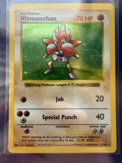 Hitmonchan [Shadowless] #7 Pokemon Base Set Holo - Image 1
