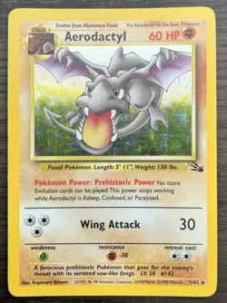 Aerodactyl 1/62 Pokemon TCG WOTC Base Set Fossil Holo LP - Image 1