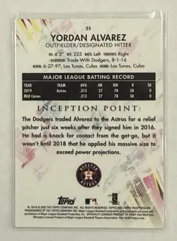 Topps 2020 Inception Yordan Alvarez #25 Rookie Card Houston Astros MLB - Image 2