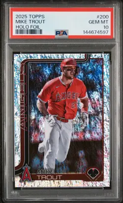2025 Topps #200 Mike Trout Holo Foil PSA 10 Angels MLB Baseball Gem Mint Card - Image 1