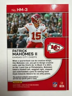 Patrick Mahomes II 2025 Panini Icon Collection - Highlight Materials Patch #HM-3 - Image 2
