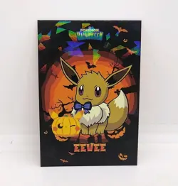 2024 POKEMON DATABASE Halloween Card EEVEE Peru Edition Foil Cracked Ice Holo - Image 1