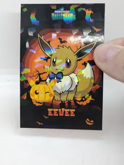 2024 POKEMON DATABASE Halloween Card EEVEE Peru Edition Foil Cracked Ice Holo - Image 2