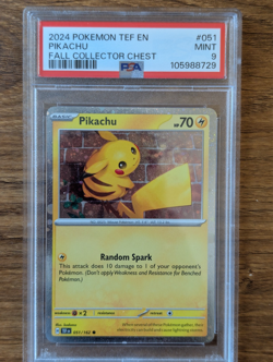 2024 Pokemon Temporal Force PSA 9 Pikachu Cosmos Holo Foil Fall Collector Chest - Image 1