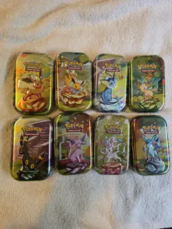 Pokemon Prismatic Evolutions EMPTY Mini Tins Costco (8) Complete Set Just Tins - Image 1