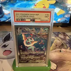 PSA 9 Pokemon Vaporeon VMAX SWSH182 Premium Collection Black Star Promo - Image 1