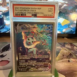 PSA 9 Pokemon Vaporeon VMAX SWSH182 Premium Collection Black Star Promo - Image 2