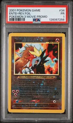 PSA 1 Entei 34 Black Star Promo 2001 3 Movie Reverse Holo Pokemon Card TCG - Image 1