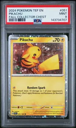 PSA 9 2024 Pokemon Tef En-Temporal Forces #051 Pikachu MINT - Image 1