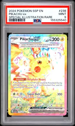 2024 POKEMON SSP EN-SURGING SPARKS SPECIAL ILLUSTRATION RARE PIKACHU EX PSA 9 - Image 1